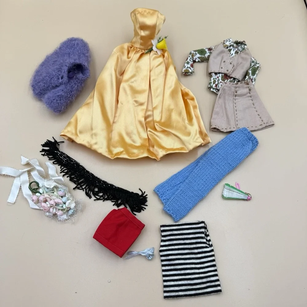 Vintage Barbie Doll Clothes Lot Mattel 1960s Handmade Dress Bouquet